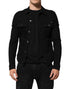 Dolce & Gabbana Black Cotton Denim Stretch Button Up Jacket
